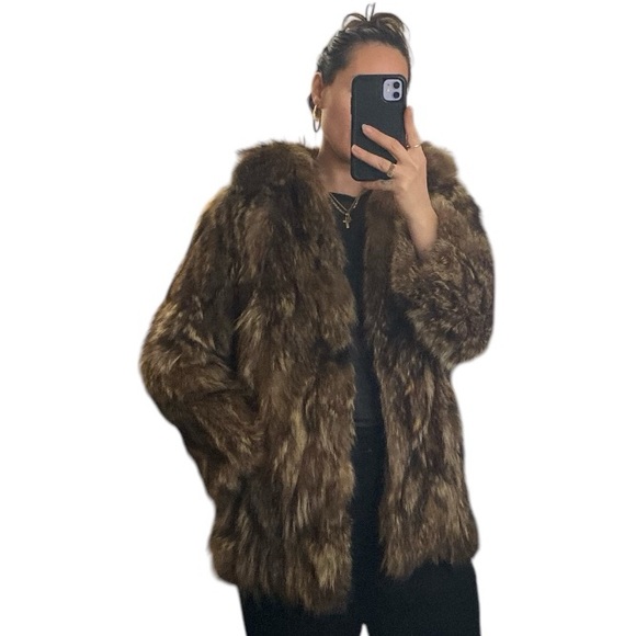 Vintage brown multi Fur Coat - Picture 3 of 11